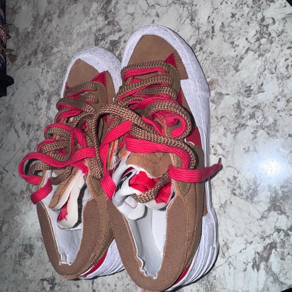 Stylish Red and Brown Sneakers